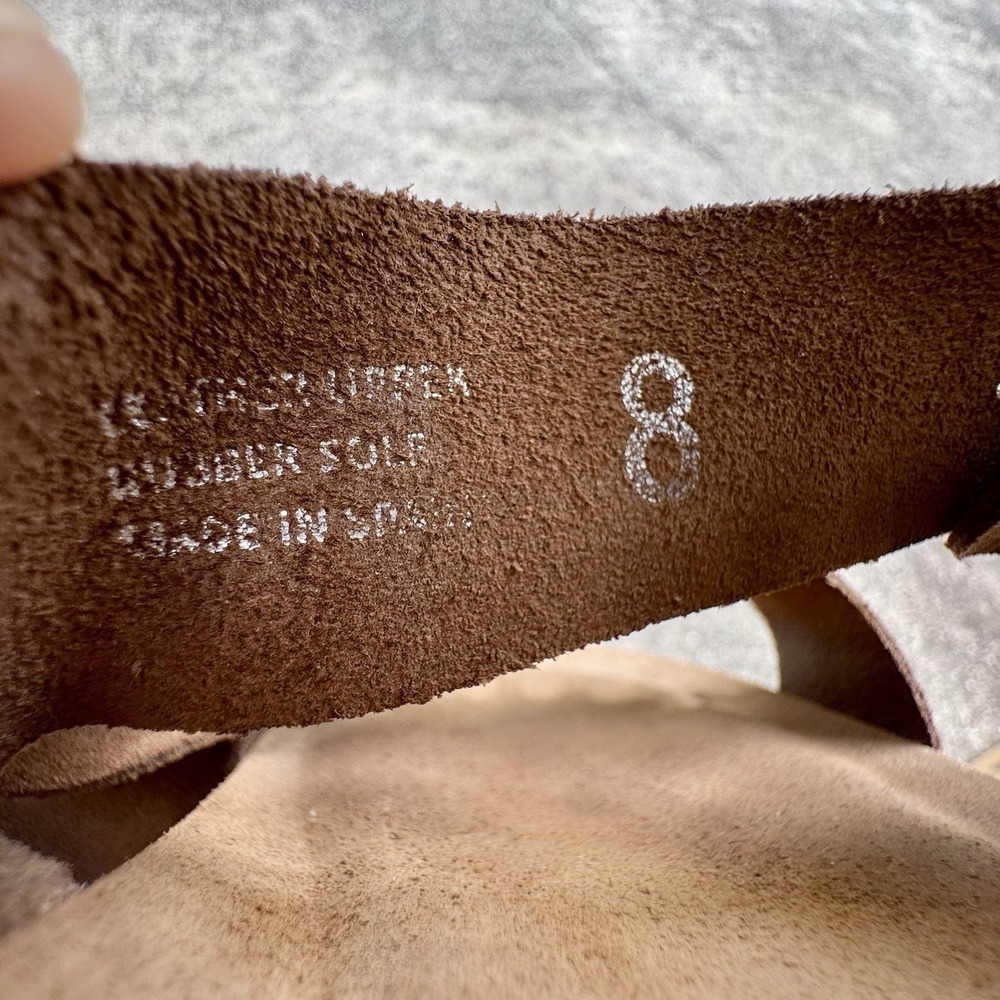 Yokono‎ Women's Sz 8 Brown Tan Leather Two Strap Slide On Sandal Made In Spain - Picture 13 of 15
